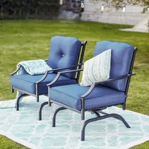 Top Space Rocking Patio Chairs Outdoor Metal Furniture Motion Spring Chair Black Dining Bistro Set with Padded Cushion for Garden Balcony Porch Top Space Rocking Patio Chairs Outdoor Metal Furniture Motion Spring Chair Black Dining Bistro Set with Padded Cushion for Garden Balcony Porch