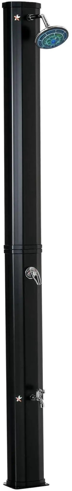 7ft Outdoor Solar Heated Shower with 360 Rotating Shower Head, Foot Shower Faucet, Temperature and Pressure Adjustable, Holds 9.2 Gallons for Backyard Pool 7ft Outdoor Solar Heated Shower with 360 Rotating Shower Head, Foot Shower Faucet, Temperature and Pressure Adjustable, Holds 9.2 Gallons for Backyard Pool