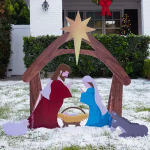 4ft Outdoor Nativity Scene, Weather-Resistant Decor, Christmas Holy Family Yard Decoration, Water-Resistant PVC - Colored 4ft Outdoor Nativity Scene, Weather-Resistant Decor, Christmas Holy Family Yard Decoration, Water-Resistant PVC - Colored