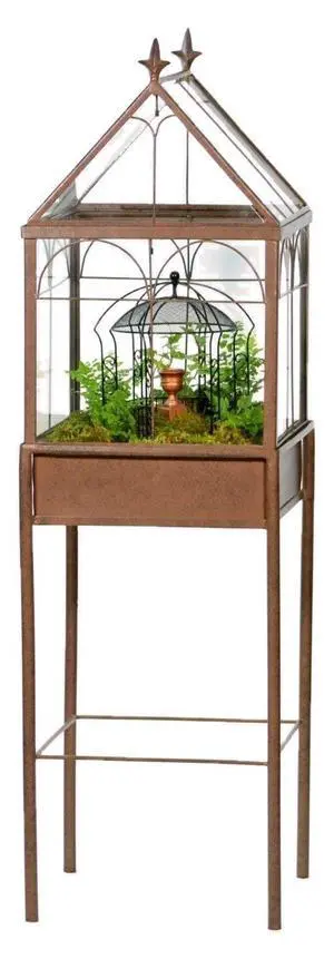 Freestanding Glass Wardian Case Plant Stand, Large Terrarium | Handcrafted, Real Glass, Botanical Display, Houseplants, Decorative Décor Freestanding Glass Wardian Case Plant Stand, Large Terrarium | Handcrafted, Real Glass, Botanical Display, Houseplants, Decorative Décor