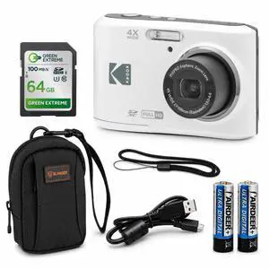 PIXPRO FZ45-BK 16MP Digital Camera 4X Optical Zoom 27mm Wide Angle 1080P Full HD Video 2.7" LCD Vlogging Camera, Bundle with Camera Case and 32GB SD Card (White) PIXPRO FZ45-BK 16MP Digital Camera 4X Optical Zoom 27mm Wide Angle 1080P Full HD Video 2.7" LCD Vlogging Camera, Bundle with Camera Case and 32GB SD Card (White)
