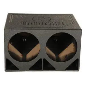 QPower QBOMB12TB-DUAL Dual 12-Inch Triangle Ported Subwoofer Box Enclosure with Durable Bed Liner Spray for Car Audio Systems QPower QBOMB12TB-DUAL Dual 12-Inch Triangle Ported Subwoofer Box Enclosure with Durable Bed Liner Spray for Car Audio Systems
