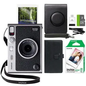 INSTAX Mini EVO Hybrid Instant Camera + Fuji Instax Film 20 Sheet + Custom Case & Album 32GB Accessory Bundle (Black) INSTAX Mini EVO Hybrid Instant Camera + Fuji Instax Film 20 Sheet + Custom Case & Album 32GB Accessory Bundle (Black)
