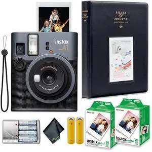 Instax Mini 41 Instant Film Camera Bundle with 2X Fuji Instax-Instant-mini Film Value Pack (40 Sheets) + 4X Rechargeable AA Batteries with Charger + Photo Album 64 Pockets + More Instax Mini 41 Instant Film Camera Bundle with 2X Fuji Instax-Instant-mini Film Value Pack (40 Sheets) + 4X Rechargeable AA Batteries with Charger + Photo Album 64 Pockets + More