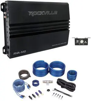 RVA-M2 Bundle: 2500-Watt Peak/625-Watt RMS Mono Car Amplifier with Remote, RWK41 4-Gauge Complete Amp Wiring Kit with RCA, 2-Items RVA-M2 Bundle: 2500-Watt Peak/625-Watt RMS Mono Car Amplifier with Remote, RWK41 4-Gauge Complete Amp Wiring Kit with RCA, 2-Items