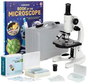 M60C-ABS-PS25-WM Beginner Microscope Kit, Mirror Illumination, WF10x and WF20x Eyepieces, 40x-1000x Magnification, Includes Case, Set of 25 Prepared Slides, and Book M60C-ABS-PS25-WM Beginner Microscope Kit, Mirror Illumination, WF10x and WF20x Eyepieces, 40x-1000x Magnification, Includes Case, Set of 25 Prepared Slides, and Book
