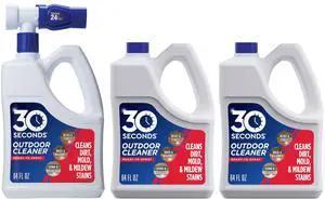 Outdoor Cleaner | Cleans Moss Stains from House, Vinyl Siding, Deck, Patio, Fence - 3 Capped Bottles, 1 Hose End Spray Attachment (64 Fl Oz (Pack of 3) Outdoor Cleaner | Cleans Moss Stains from House, Vinyl Siding, Deck, Patio, Fence - 3 Capped Bottles, 1 Hose End Spray Attachment (64 Fl Oz (Pack of 3)