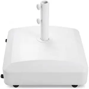 123lb Capacity Fillable Mobile Umbrella Base Heavy Duty Market Stand for Patio, Deck, Poolside w/ 4 Wheels, 2 Locks, 2 Knobs, Wind-Resistant Design - White 123lb Capacity Fillable Mobile Umbrella Base Heavy Duty Market Stand for Patio, Deck, Poolside w/ 4 Wheels, 2 Locks, 2 Knobs, Wind-Resistant Design - White