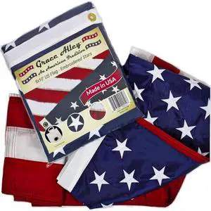American Flag, Made in USA, Embroidered Stars, Sewn Stripes and Brass Grommets. Fade Resistant, Heavy Duty, Long Lasting Nylon for Outdoor Durability (6x10 ft) American Flag, Made in USA, Embroidered Stars, Sewn Stripes and Brass Grommets. Fade Resistant, Heavy Duty, Long Lasting Nylon for Outdoor Durability (6x10 ft)