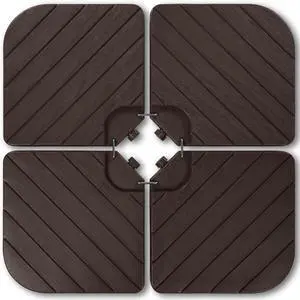 4-Piece Cantilever Offset Patio Umbrella Base Weight Set, Heavy-Duty Fillable Stand Plates for Water or Sand, Easy-Fill Spouts, Wood Grain Finish - Brown 4-Piece Cantilever Offset Patio Umbrella Base Weight Set, Heavy-Duty Fillable Stand Plates for Water or Sand, Easy-Fill Spouts, Wood Grain Finish - Brown