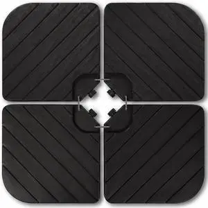 4-Piece Cantilever Offset Patio Umbrella Base Weight Set, Heavy-Duty Fillable Stand Plates for Water or Sand, Easy-Fill Spouts, Wood Grain Finish - Black 4-Piece Cantilever Offset Patio Umbrella Base Weight Set, Heavy-Duty Fillable Stand Plates for Water or Sand, Easy-Fill Spouts, Wood Grain Finish - Black