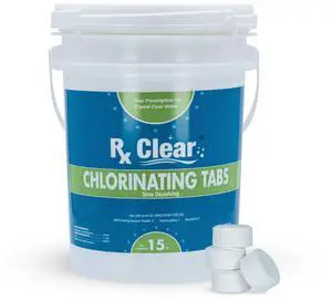 1" Inch Chlorine Tabs | 15 Pounds | Use Tablets as Bactericide, Algaecide, & Disinfectant in Swimming Pools | Stabilized, Long Lasting, Slow Dissolving, & UV Protected 1" Inch Chlorine Tabs | 15 Pounds | Use Tablets as Bactericide, Algaecide, & Disinfectant in Swimming Pools | Stabilized, Long Lasting, Slow Dissolving, & UV Protected