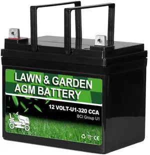 Lawn Garden AGM Battery, 12V 320CCA BCI Group U1 SLA Starting Battery for Lawn, Tractors and Mowers, Compatible with John Deere, Toro, Cub Cadet, and Craftsman Lawn Garden AGM Battery, 12V 320CCA BCI Group U1 SLA Starting Battery for Lawn, Tractors and Mowers, Compatible with John Deere, Toro, Cub Cadet, and Craftsman