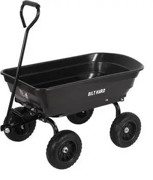 4 Cu.Ft. 10" No-Flat Tires Poly Yard Dump Cart with 180° Rotating Handle, 600 lbs Capacity Heavy Duty Garden Carts and Wagons 4 Cu.Ft. 10" No-Flat Tires Poly Yard Dump Cart with 180° Rotating Handle, 600 lbs Capacity Heavy Duty Garden Carts and Wagons