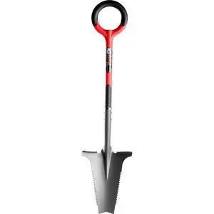22011 Garden Shovel with Serrated Blade for Digging and Root Cutting, Heavy Duty Steel Spade, Red 22011 Garden Shovel with Serrated Blade for Digging and Root Cutting, Heavy Duty Steel Spade, Red