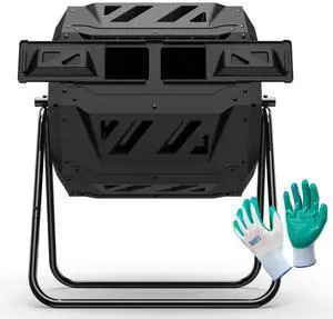 Compost Tumbler Bin Composter Dual Chamber 43 Gallon (Bundled with Pearson's Gardening Gloves) Compost Tumbler Bin Composter Dual Chamber 43 Gallon (Bundled with Pearson's Gardening Gloves)