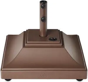 Fillable Mobile Umbrella Base, Heavy Duty Base, Square Tiered Market Stand for Patio, Deck, Outdoor w/ 4 Wheels, 2 Locks, 2 Knobs, 120lb Capacity - Brown Fillable Mobile Umbrella Base, Heavy Duty Base, Square Tiered Market Stand for Patio, Deck, Outdoor w/ 4 Wheels, 2 Locks, 2 Knobs, 120lb Capacity - Brown