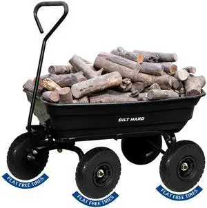 Poly Garden Dump Cart 600 lbs with No Flat Tires, Quick Release, 4 Cu Ft Dump Wagon Heavy Duty for Yard, Outdoor Poly Garden Dump Cart 600 lbs with No Flat Tires, Quick Release, 4 Cu Ft Dump Wagon Heavy Duty for Yard, Outdoor