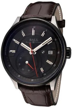 BALL for BMW Power Reserve Automatic COSC Black DLC Steel Black Dial Brown Leather Date Mens Watch PM3010C-L1CJ-BK BALL for BMW Power Reserve Automatic COSC Black DLC Steel Black Dial Brown Leather Date Mens Watch PM3010C-L1CJ-BK