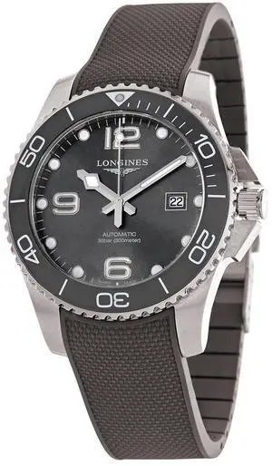Longines HydroConquest Automatic Stainless Steel Gray Dial Gray Rubber Strap Date Divers Mens Watch L3.782.4.76.9 Longines HydroConquest Automatic Stainless Steel Gray Dial Gray Rubber Strap Date Divers Mens Watch L3.782.4.76.9