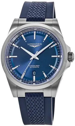 Longines Conquest Automatic Stainless Steel Blue Dial Blue Rubber Strap Date Mens Watch L3.830.4.92.9 Longines Conquest Automatic Stainless Steel Blue Dial Blue Rubber Strap Date Mens Watch L3.830.4.92.9