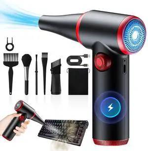Compressed Air Duster, Stepless Speed Electric Air Duster, 100500RPM Cordless Air Duster with LED Light, Rechargeable Air Blower Replaces Canned Air, Keyboard Cleaner for Laptop, PC Compressed Air Duster, Stepless Speed Electric Air Duster, 100500RPM Cordless Air Duster with LED Light, Rechargeable Air Blower Replaces Canned Air, Keyboard Cleaner for Laptop, PC