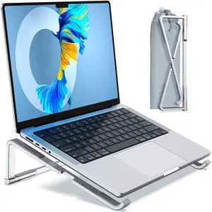 Laptop Stand for Desk, Aluminum Computer Stand for Laptop, Foldable Laptop Riser, Portable Laptop Stand, Compatible for MacBook Pro/Air, Dell, HP, Lenovo, 11'' -15.6'' (Silver) Laptop Stand for Desk, Aluminum Computer Stand for Laptop, Foldable Laptop Riser, Portable Laptop Stand, Compatible for MacBook Pro/Air, Dell, HP, Lenovo, 11'' -15.6'' (Silver)