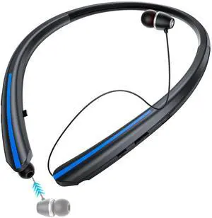 Neckband Retractable Bluetooth Headphones, Wireless Headset with 22H Playtime, Sweat-Resistant Sports, Dual Device Connect, Noise Cancelling Earphones with Mic (Blue) Neckband Retractable Bluetooth Headphones, Wireless Headset with 22H Playtime, Sweat-Resistant Sports, Dual Device Connect, Noise Cancelling Earphones with Mic (Blue)