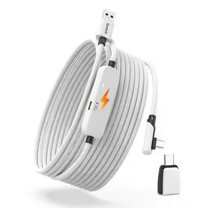 Link Cable with Charging 20FT Compatible with Oculus/Meta Quest 3S/3 Accessories, Quest2/Pro, Pico4, Next-Gen VR Cable with USB 3.0 A to C Adapter for SteamVR, Charge & Link Simultaneously Link Cable with Charging 20FT Compatible with Oculus/Meta Quest 3S/3 Accessories, Quest2/Pro, Pico4, Next-Gen VR Cable with USB 3.0 A to C Adapter for SteamVR, Charge & Link Simultaneously