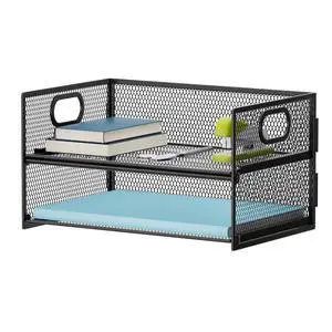 2 Tier Paper Organizer Letter Tray, Mesh File Organizer with Handle, Paper Sorter Desk Organizer for Home Office Supplies - Black 2 Tier Paper Organizer Letter Tray, Mesh File Organizer with Handle, Paper Sorter Desk Organizer for Home Office Supplies - Black