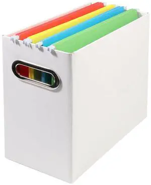 Collapsible File Organizer Box with Handle, Filing Organizer for Home or Office, Small Portable File Box(1 Pack, White) Collapsible File Organizer Box with Handle, Filing Organizer for Home or Office, Small Portable File Box(1 Pack, White)