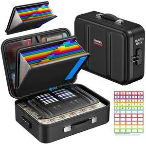 Fireproof Document Box with Lock, Hard Case Safe Box Water Resistant Document Organizer for Important Documents, Passports, Certificates & Cash, Portable File Storage for Home Office, Black Fireproof Document Box with Lock, Hard Case Safe Box Water Resistant Document Organizer for Important Documents, Passports, Certificates & Cash, Portable File Storage for Home Office, Black