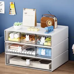 Desk Organizer with 6 Drawers, 3 Tier Stackable Storage Drawers Plastic Makeup Storage, Office Organizers and Storage, Desk Storage Box for Office, School, Home Desk Organizer with 6 Drawers, 3 Tier Stackable Storage Drawers Plastic Makeup Storage, Office Organizers and Storage, Desk Storage Box for Office, School, Home