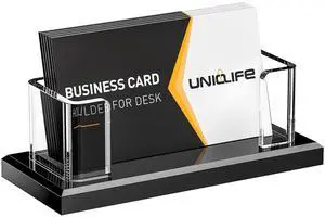 Acrylic Business Card Holder for Desk 1 Slot Clear Horizontal Business Card Stand for Men & Women Desktop Name Card Display Stand Card Organizer for Office Home Exhibition, 60 Card Capacity Acrylic Business Card Holder for Desk 1 Slot Clear Horizontal Business Card Stand for Men & Women Desktop Name Card Display Stand Card Organizer for Office Home Exhibition, 60 Card Capacity