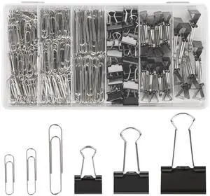 500PCS Paper Clips and Binder Clips Assorted Sizes,3 Sizes in One Pack, Large, Medium, Small,Silver PaperClips & Black Binder Clips for Home, School, Office Supplies 500PCS Paper Clips and Binder Clips Assorted Sizes,3 Sizes in One Pack, Large, Medium, Small,Silver PaperClips & Black Binder Clips for Home, School, Office Supplies