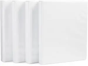 3 Ring Binder, 1 Inch D-Ring, Clear Overlay, Pockets for Storage and Organization, White, 4 Pack 3 Ring Binder, 1 Inch D-Ring, Clear Overlay, Pockets for Storage and Organization, White, 4 Pack