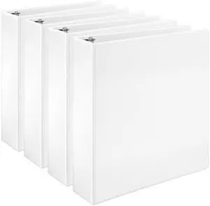 3 Ring Binders, 2 Inch, D-Ring Organizer for School, Home Office, White, 4 Pack 3 Ring Binders, 2 Inch, D-Ring Organizer for School, Home Office, White, 4 Pack