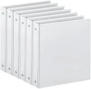 1-inch 3 Ring Binder with 2 Pockets, Clear Customizable View Binders for US Letter Size 8.5'' x 11'', PVC Free, 1'' Binder for Office, Home, and School, White, 6 Pack 1-inch 3 Ring Binder with 2 Pockets, Clear Customizable View Binders for US Letter Size 8.5'' x 11'', PVC Free, 1'' Binder for Office, Home, and School, White, 6 Pack