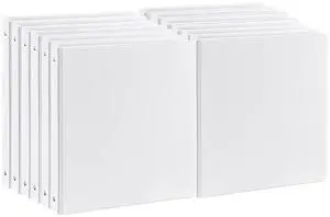 Durable 1 inch 3-Ring Binder, 1" Round Ring Binders with 2 Inside Pockets, Basic 1 in Binders, PVC- Free, Clear View Cover 1-inch-Binder Holds 8.5'' x 11''Paper for Office/School/Home12 Pack, White Durable 1 inch 3-Ring Binder, 1" Round Ring Binders with 2 Inside Pockets, Basic 1 in Binders, PVC- Free, Clear View Cover 1-inch-Binder Holds 8.5'' x 11''Paper for Office/School/Home12 Pack, White