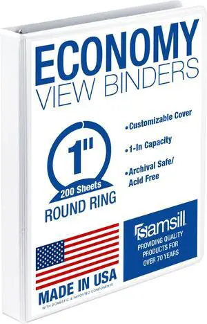 1 Inch 3 Ring Binder, Economy Round Ring, Clear View Cover, 200 Sheet Capacity - for School, Home, Office - Pearl White 1 Inch 3 Ring Binder, Economy Round Ring, Clear View Cover, 200 Sheet Capacity - for School, Home, Office - Pearl White