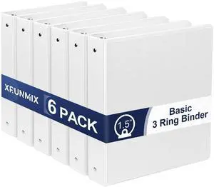 1.5-Inch 3-Ring Binder with Pockets, 1-1/2 Premium View Binders with Three Ring Binders Holds up to 325 Sheets US Letter Size, Bulk Pack of 6, Perfect for Home, Office, and School (1.5-inch) White 1.5-Inch 3-Ring Binder with Pockets, 1-1/2 Premium View Binders with Three Ring Binders Holds up to 325 Sheets US Letter Size, Bulk Pack of 6, Perfect for Home, Office, and School (1.5-inch) White