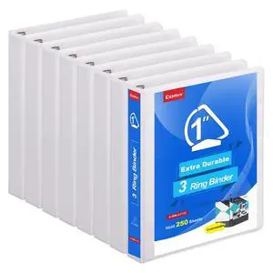 Heavy Duty Slant-D Ring View Binder, 1 inch 3 Ring Binders, Hold 225 Sheets of 8.5" x 11" Paper, 8 Pack (White) Heavy Duty Slant-D Ring View Binder, 1 inch 3 Ring Binders, Hold 225 Sheets of 8.5" x 11" Paper, 8 Pack (White)