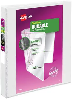 Durable View 3 Ring Binder, 1 Inch EZD Rings, 1 White Binder (09301) Durable View 3 Ring Binder, 1 Inch EZD Rings, 1 White Binder (09301)