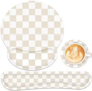 Ergonomic Mouse Pad with Wrist Rest and Keyboard Wrist Rest, Mousepad and Keyboard Pad, Non-Slip Rubber Base, Pain Relief, Mouse Pad with Wrist Support for Gaming, Computer, Office, Beige Checkered Ergonomic Mouse Pad with Wrist Rest and Keyboard Wrist Rest, Mousepad and Keyboard Pad, Non-Slip Rubber Base, Pain Relief, Mouse Pad with Wrist Support for Gaming, Computer, Office, Beige Checkered