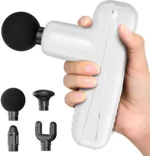 Mini Massage Gun, Powerful Handheld Muscle Massager for Muscle Relaxation, Deep Tissue Percussion Small Massage Gun Travel Massager with 4 Massage Heads Silent Brushless Motor, White Mini Massage Gun, Powerful Handheld Muscle Massager for Muscle Relaxation, Deep Tissue Percussion Small Massage Gun Travel Massager with 4 Massage Heads Silent Brushless Motor, White