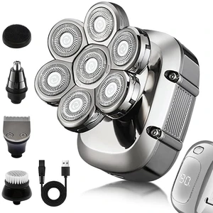 5-in-1 Electric 7D Head Shavers for Bald Men,Wet Dry Waterproof Cordless Men's Rotary Razor for Head/Face, Grooming Kit with Nose Trimmer-Hair Clippers, LED Display USB Charging Rechargeable 5-in-1 Electric 7D Head Shavers for Bald Men,Wet Dry Waterproof Cordless Men's Rotary Razor for Head/Face, Grooming Kit with Nose Trimmer-Hair Clippers, LED Display USB Charging Rechargeable