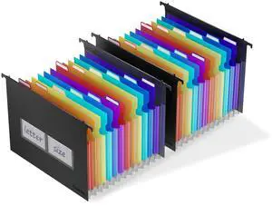 Plastic Expanding Hanging File Folders,12 Accordion Pockets,Large Capacity for Letter Size, Organizer for Filing Cabinet,Ideal for Tax,Contracts,Invoices,for Office,School-black-2set Plastic Expanding Hanging File Folders,12 Accordion Pockets,Large Capacity for Letter Size, Organizer for Filing Cabinet,Ideal for Tax,Contracts,Invoices,for Office,School-black-2set