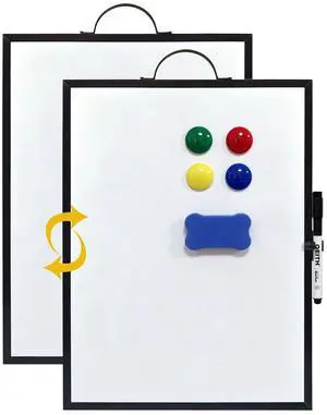 Small White Board,16"X12"Portable Aluminum Frame Whiteboard, Magnetic Double Sided Dry Erase Board, with A Handle and Side Pen Clip,for Office, Home,School,Includ 4 Magnets,1 Eraser,1 Marker (Black) Small White Board,16"X12"Portable Aluminum Frame Whiteboard, Magnetic Double Sided Dry Erase Board, with A Handle and Side Pen Clip,for Office, Home,School,Includ 4 Magnets,1 Eraser,1 Marker (Black)