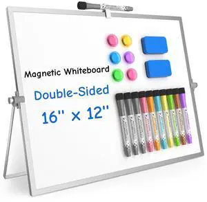 Magnetic Dry Erase Board with Stand, 16''x12'' Desktop Whiteboard Double-Sided White Board with Stand, Large White Board, Desk Whiteboard Portable, Dry Erase Board for Home, School, Office Magnetic Dry Erase Board with Stand, 16''x12'' Desktop Whiteboard Double-Sided White Board with Stand, Large White Board, Desk Whiteboard Portable, Dry Erase Board for Home, School, Office