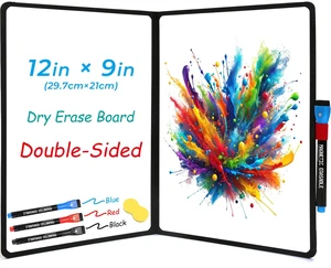 Double-Sided White Board 12x9 inch - Ultra-Thin Portable Dry Erase Board with 3 Markers & Anti-Ghosting Surface | Magnetic-Ready | Foldable for Office, School, Travel, Homeschool (Black) Double-Sided White Board 12x9 inch - Ultra-Thin Portable Dry Erase Board with 3 Markers & Anti-Ghosting Surface | Magnetic-Ready | Foldable for Office, School, Travel, Homeschool (Black)